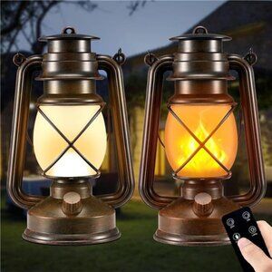 2 Pack LED Lanterns Vintage Decorative Battery Operated Indoor Outdoor Lights